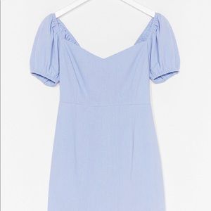 NWT Nasty Gal baby blue puff-sleeve mini dress